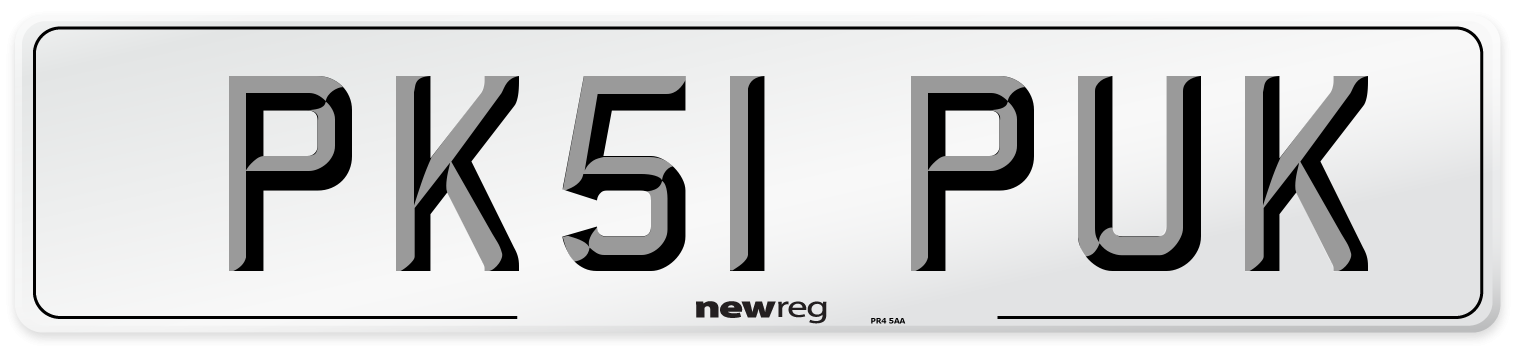PK51 PUK Number Plate from New Reg
